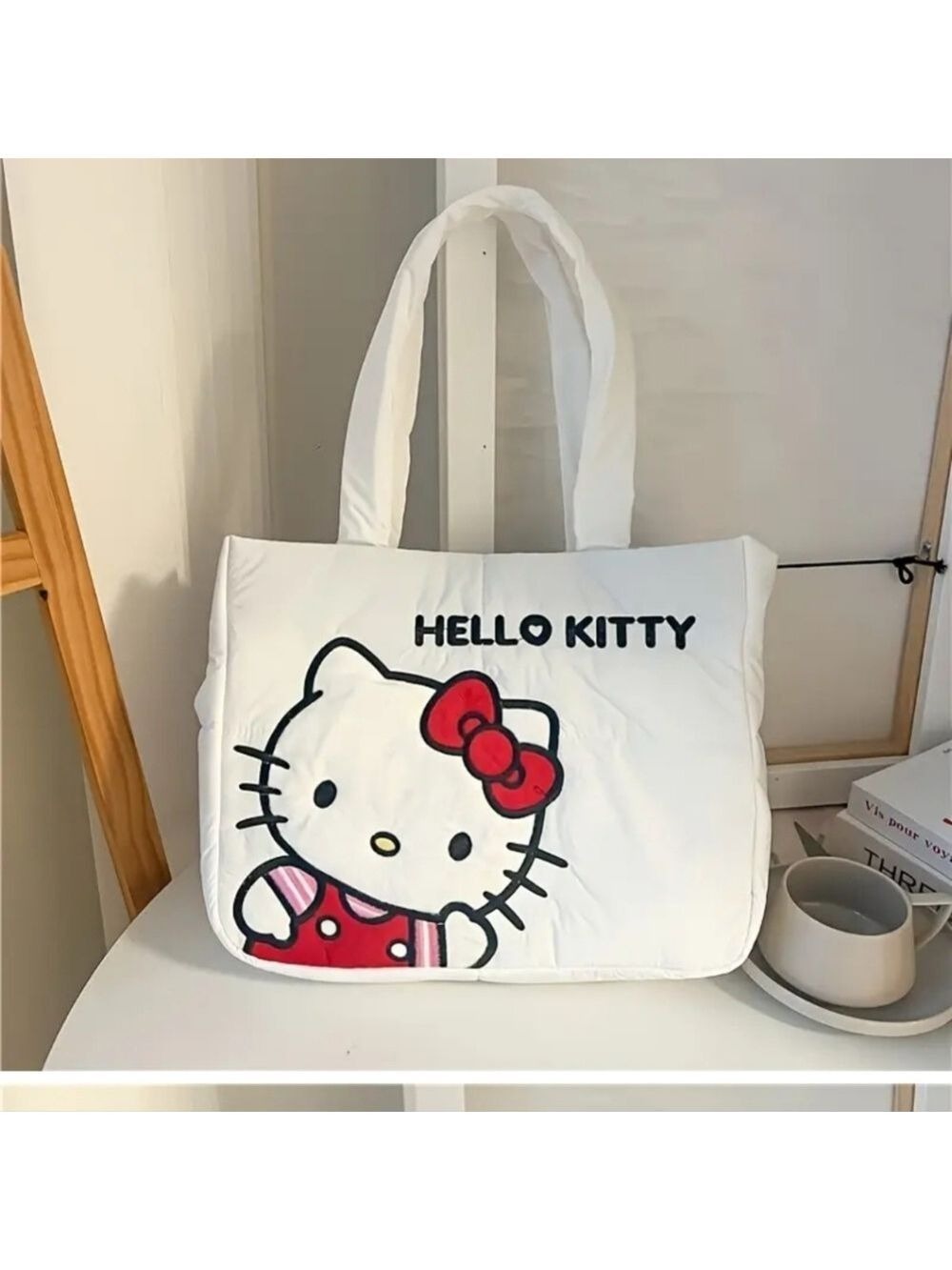 Hello Kitty White Puffy Tote Bag